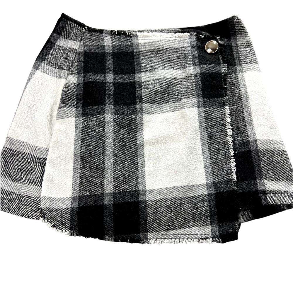 Womens Size Small Plaid Black White Gray Skirt Back Zipper